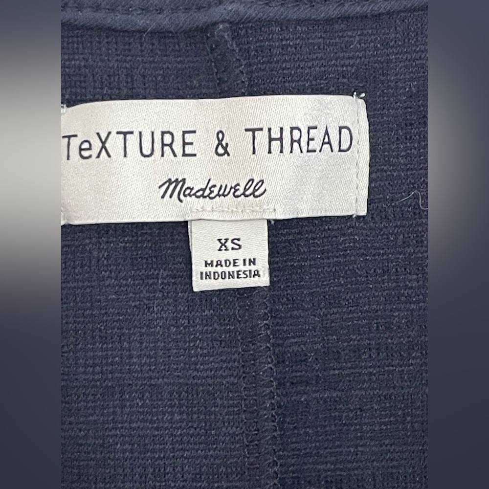 Madewell Crosshatch Side-Tie Dress XS In Navy Blue - Picture 7 of 10